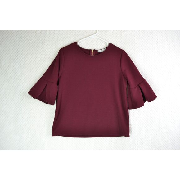 Green Envelope Women's Large Burgundy Bell Sleeve Top - Picture 1 of 11